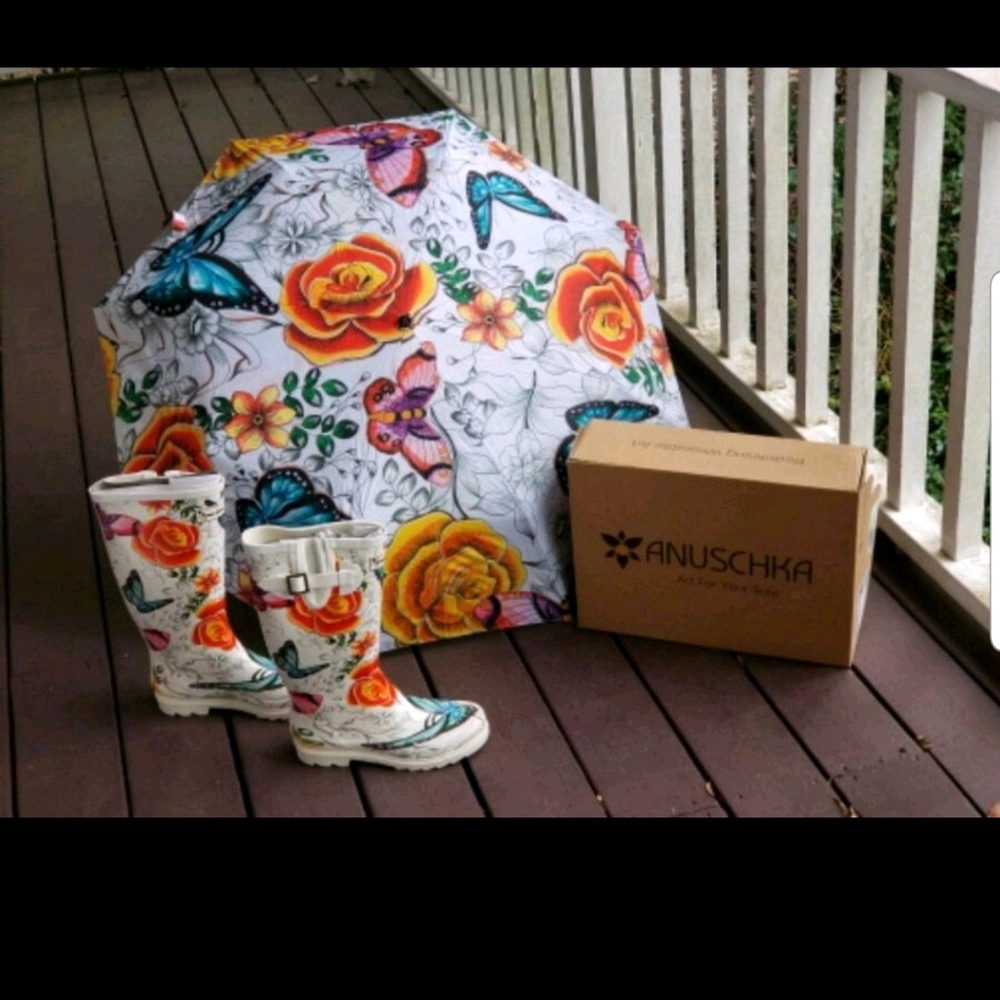 Water proof Boots with coordinating umbrella